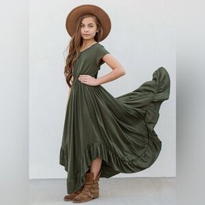 Joyfolie Mia Joy Girls Braelyn Olive Green Dress NWT